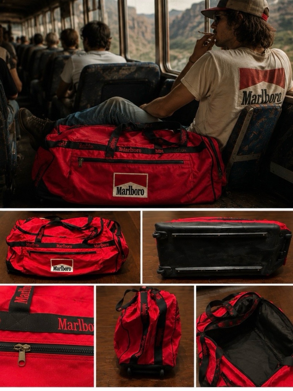 Marlboro Red Men's Duffel Bag with Black Accents